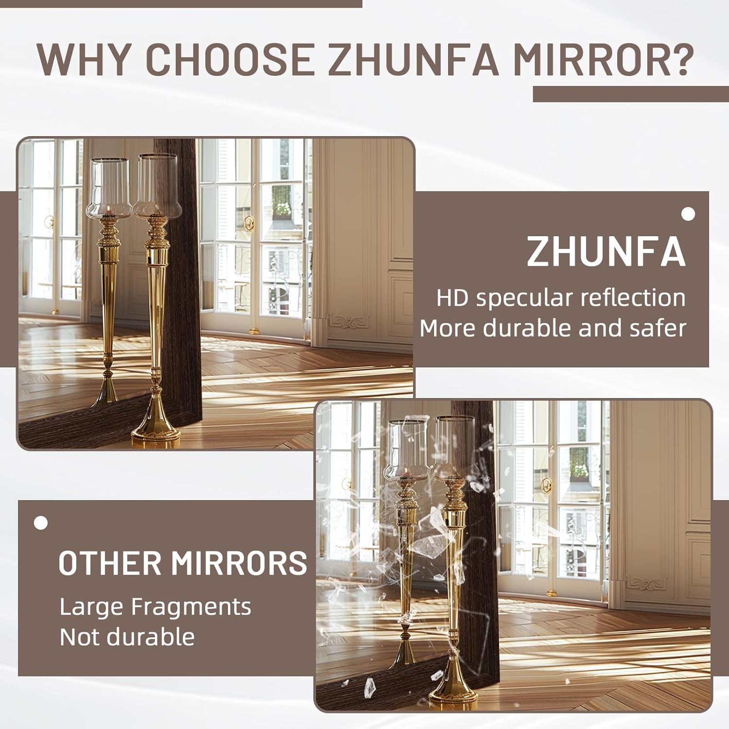 ZHUNFA Arched Full Length Mirror with Solid Wood Frame, 71x32 Farmhouse Wall Mounted Floor Mirror with Stand, Vertical Hanging, Leaning Standing for Bedroom, Living Room, Brown - Image 5