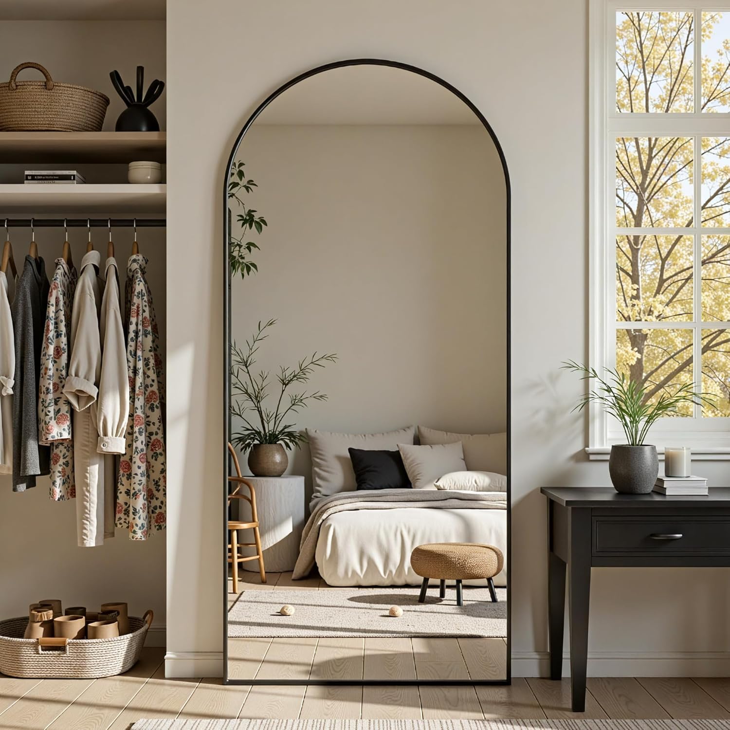 Full Length Mirror, 69"x28" Arched Full Body Mirror, Floor Mirrors with Stand, Body Mirrors Standing Hanging Leaning Against Wall,Aluminum Frame Mirrors for Bedroom Cloakroom,Living Room,Black - Image 2