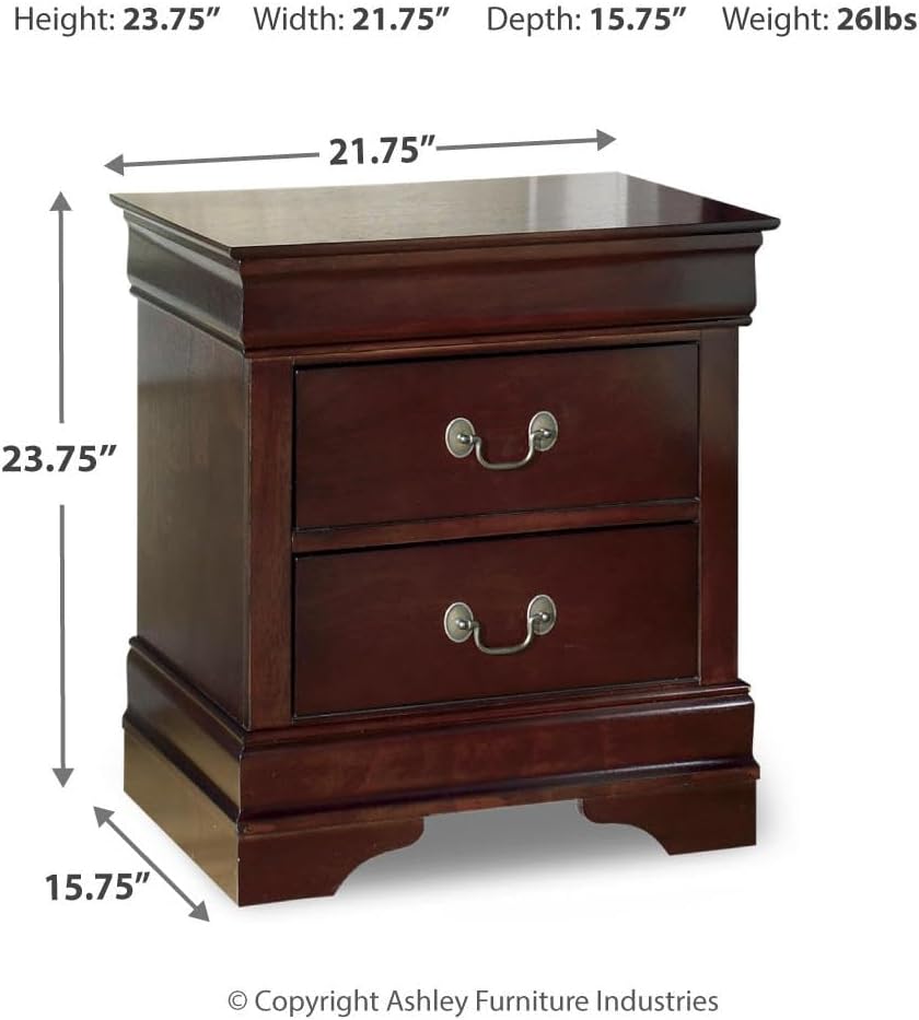Signature Design by Ashley Alisdair Traditional 2 Drawer Nightstand, 23.75" Tall, Dark Brown - Image 8