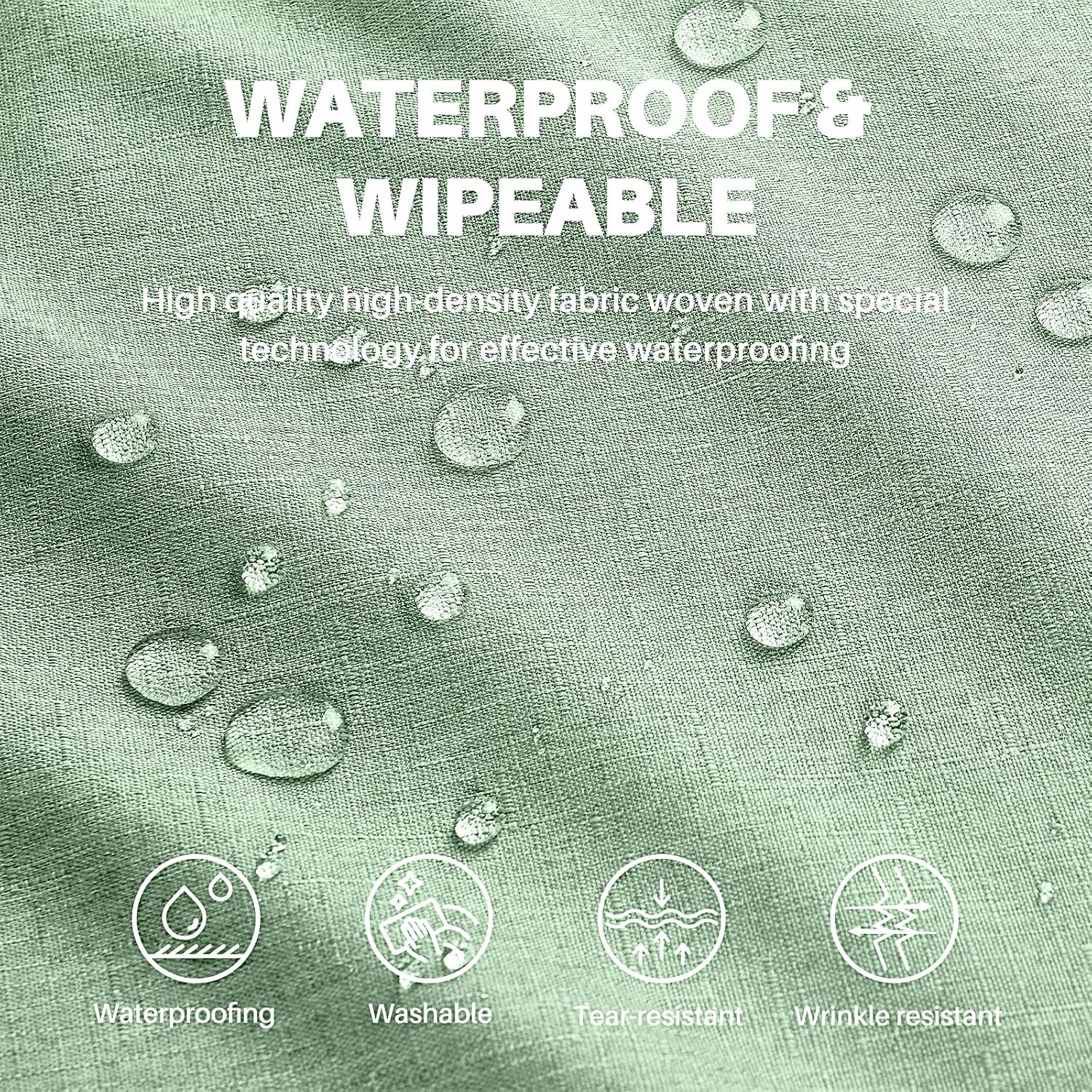 IVAPUPU Textured Linen Table Cloth for Rectangle Tables - Sage Green Tablecloths Rectangular Waterproof Wrinkle Free Wipeable Dining Table Cover for Spring Wedding Birthday Kitchen Decor, 52 x 70 Inch - Image 2