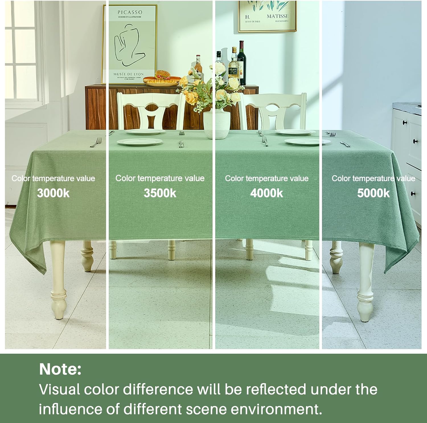IVAPUPU Textured Linen Table Cloth for Rectangle Tables - Sage Green Tablecloths Rectangular Waterproof Wrinkle Free Wipeable Dining Table Cover for Spring Wedding Birthday Kitchen Decor, 52 x 70 Inch - Image 6