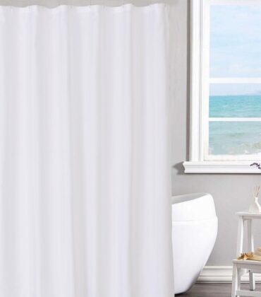 N&Y HOME Fabric Shower Curtain Liner Solid White with Magnets, Hotel Quality, Machine Washable
